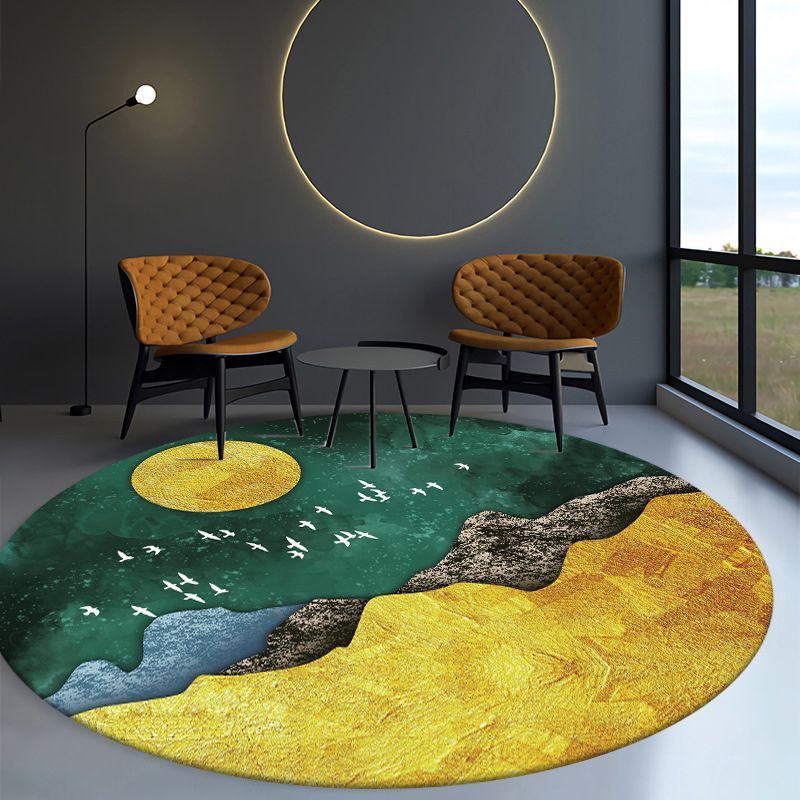 Orange Butterfly Rug Polyester Modern Rug Non-Slip Backing Rug for Drawing Room