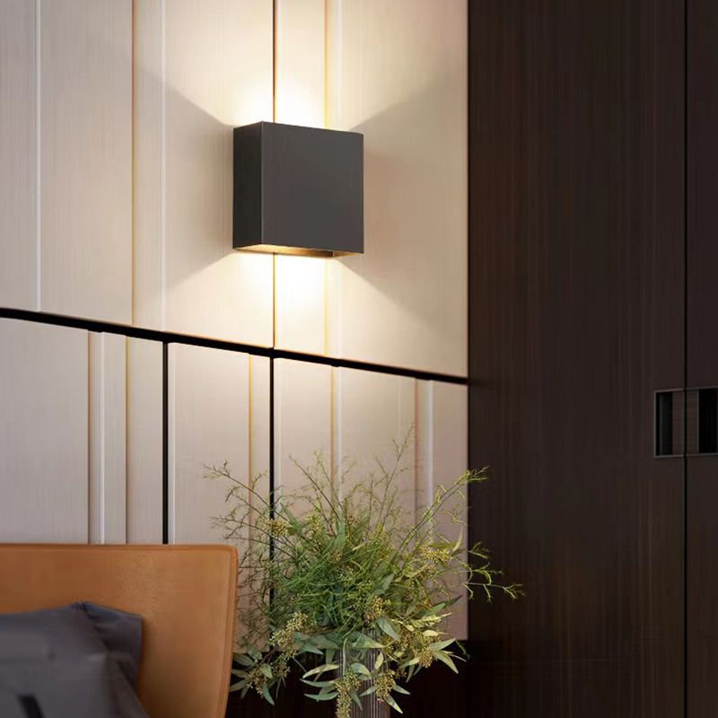 Modern Style Square Shape Wall Sconce Metal 1 Light Sconces for Bedroom