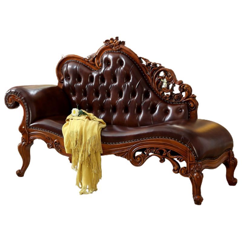Traditional One Armed Chaise Rolled Arms with Legs for Living Room
