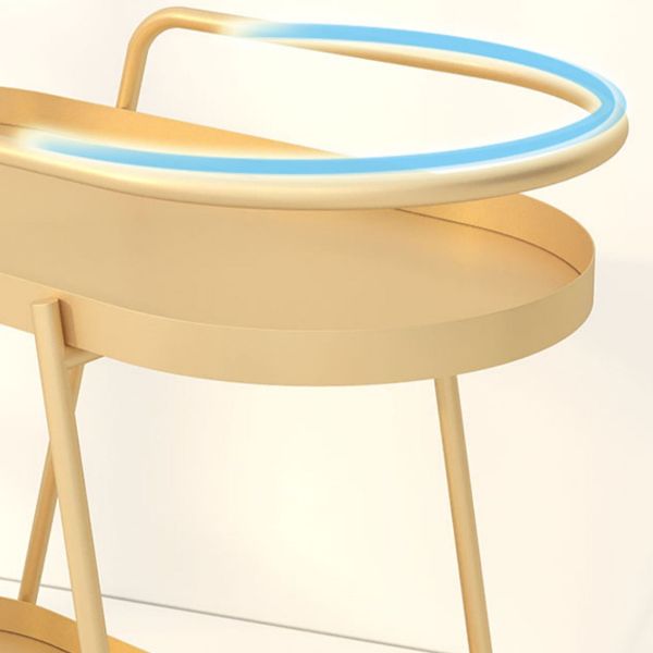 Glam Living Room Accent Side Table Double Tier Oval Metal with Shelf  Corner Table