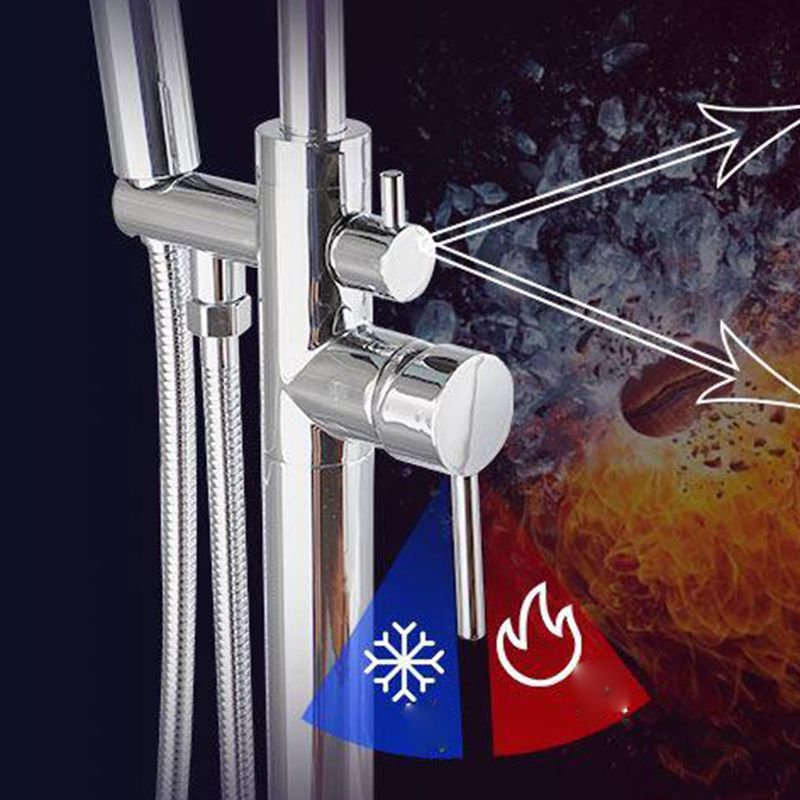 Traditional Floor Mounted Metal Freestanding Tub Filler High Arc Freestanding Faucet