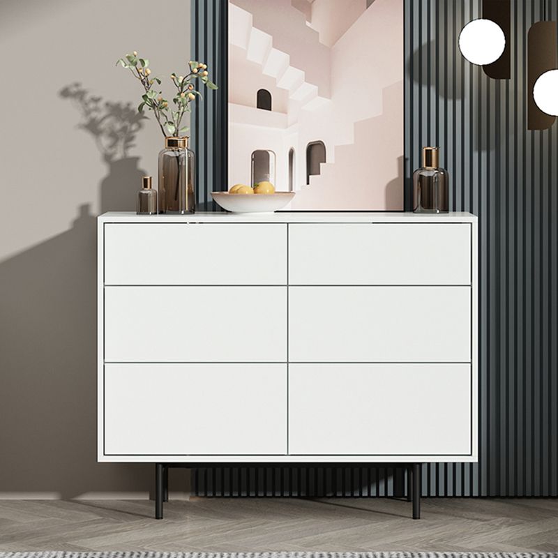 Modern Accent Chest with 6 Drawers and 4 Straight Black Legs