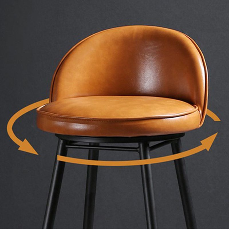 Indoor Faux Leather Counter Chair Industrial Bar Stool with Metal Legs