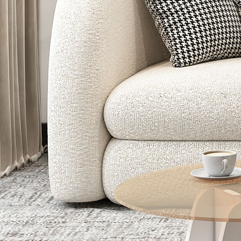 Sloped Arm Curved Sofa Contemporary Tight Back in Beige for Living Room