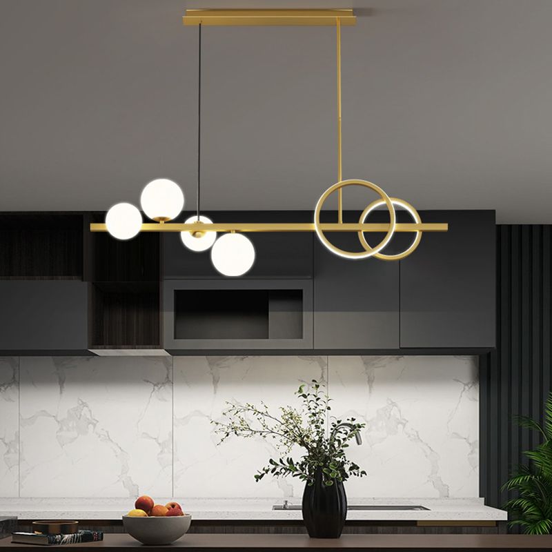 Moderne geometrie Island Lichtarmaturen Multi-hoofd restaurant Hanglamp met glazen schaduw