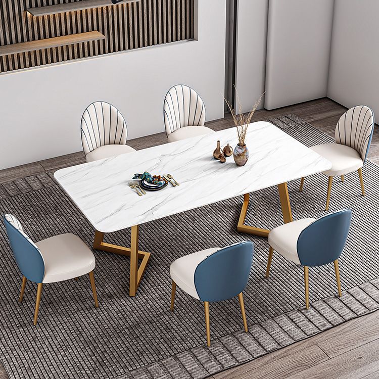 Iron and Slate Table Glam Style Simple Home Rectangular Dining Table