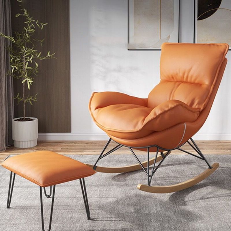 Modern Glider Upholstered Chair Button-Tufted Rocking Accent Chair with Dark Legs