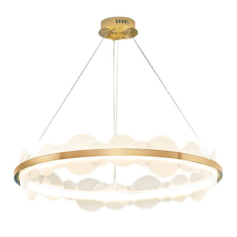 1-Light Suspension Light Modern Style Ring Shape Metal Acrylic Chandelier Light Fixtures