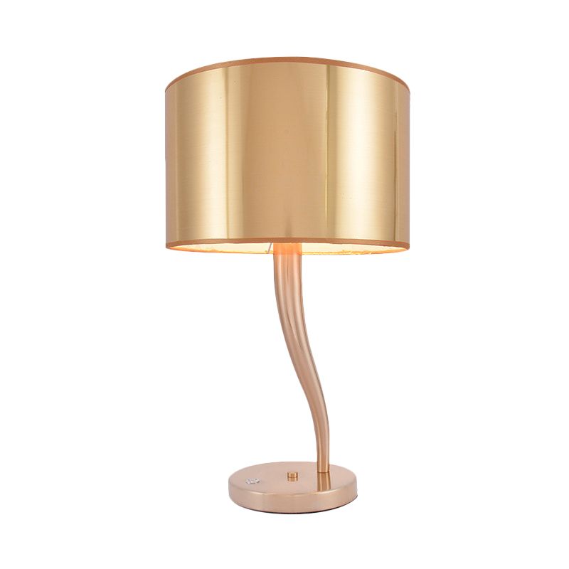 1 Glühbirne Zylindrische Aufgabenbeleuchtung Modernes Stoff Lesebuch Licht in Gold für Bett