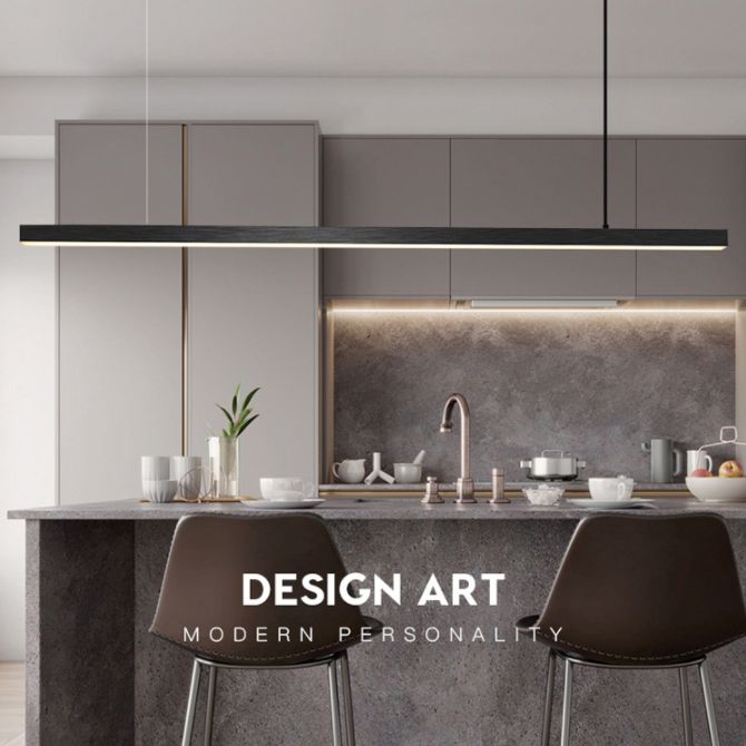 Linear Over Island Lighting Metal Modern Simplicity Hanging Island Lights for Restaurant