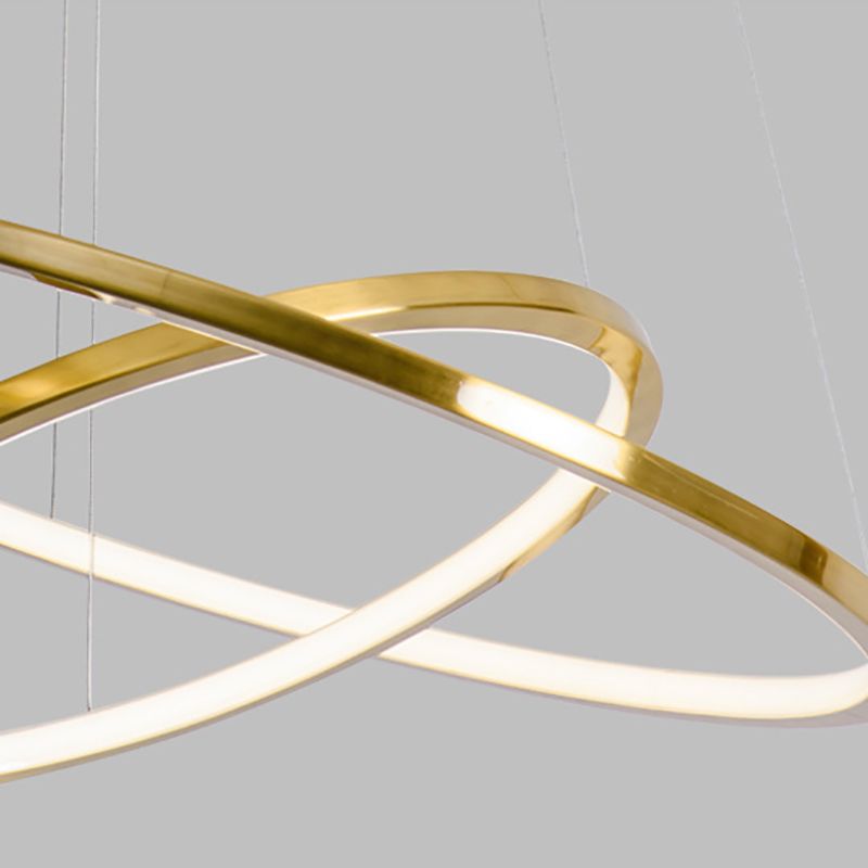 Multi Layer Round Shade Hanging Light Modern Style Metal Pendant Light in Gold