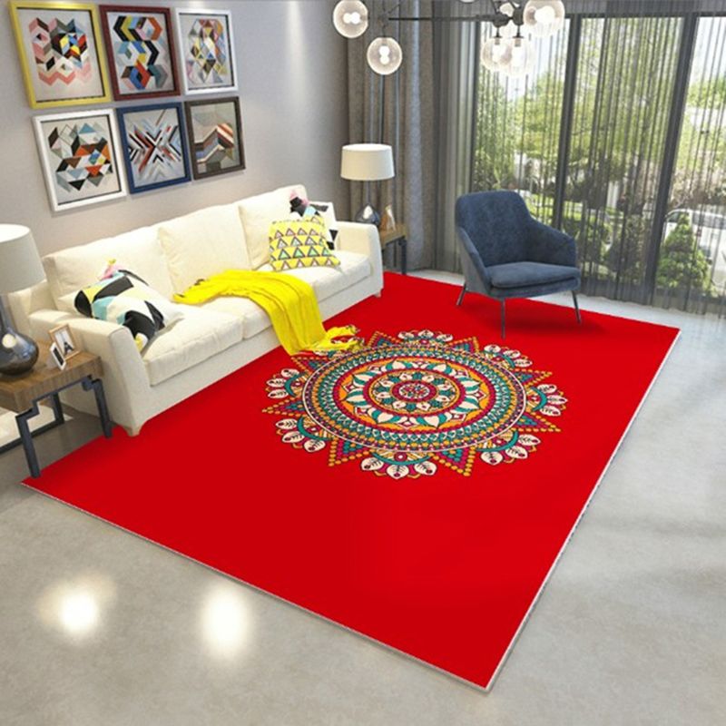 Vintage Living Room Rug Polyester Area Carpet Anti-Slip Easy Care Rug for Living Room