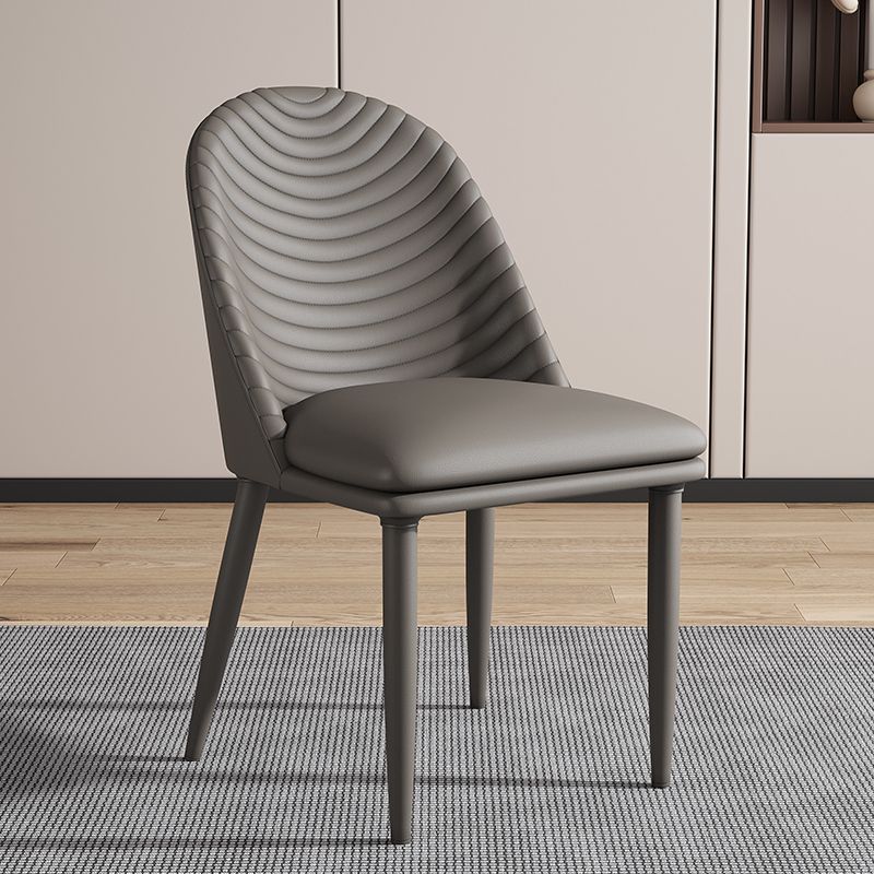 Silla de comedor de metal de estilo moderno, silla auxiliar sin brazos para cocina (juego de 2)