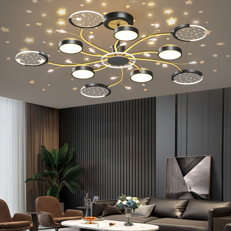 Modern Geometry Shade Metal Chandelier Lights Chandelier Lighting Fixtures in Black