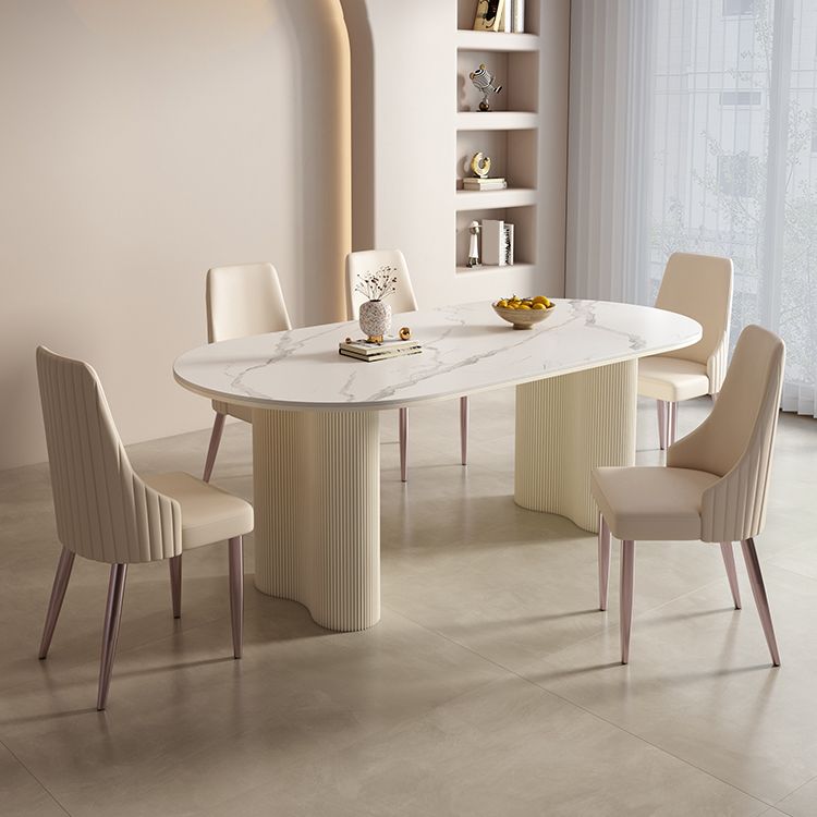 Oval Double Pedestal Dining Table Contemporary Kitchen Dinner Table