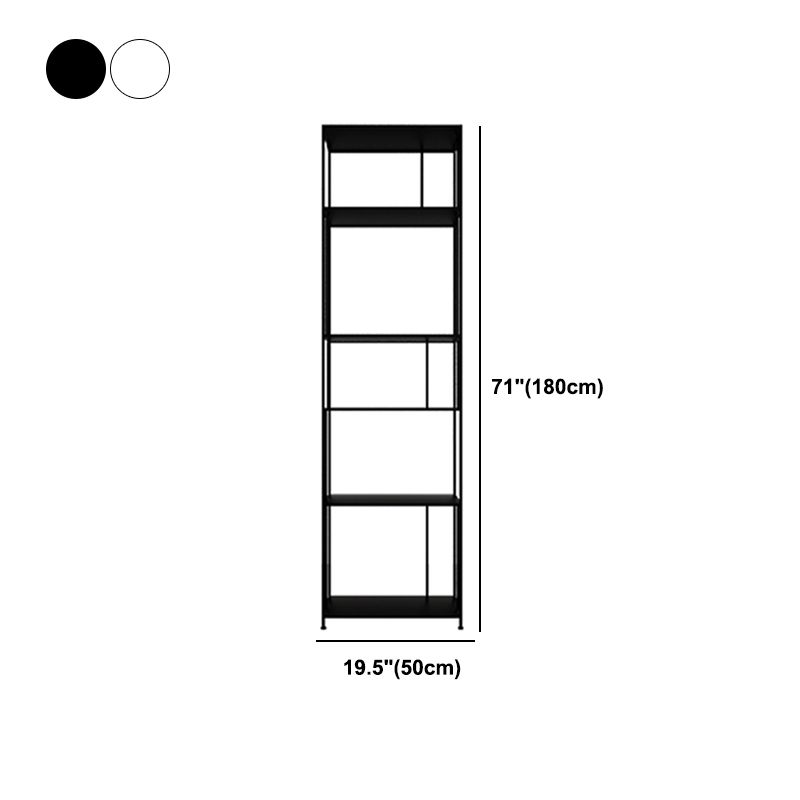 Industrial Style Open Bookcase with Metal Rectangular Shelves