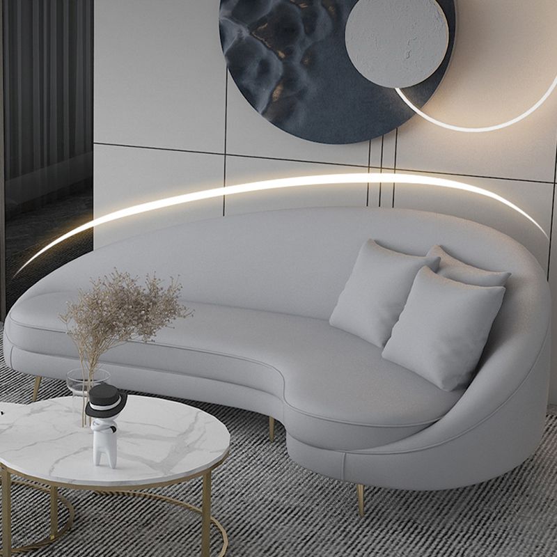 Contemporary Tight Back Curved Settee Faux Leather Sloped Arm Sofa