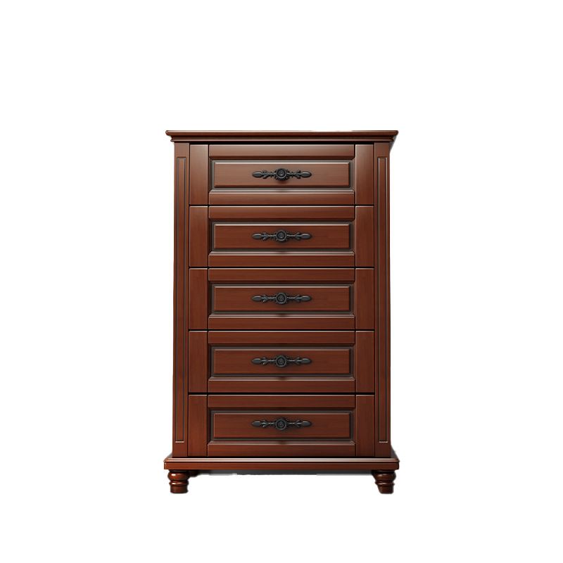 Traditional Rubber Wood Bedroom Storage Chest Vertical Chest with Drawers
