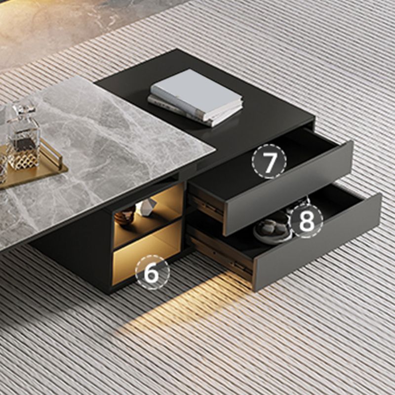 Rectangle Cocktail Table Stone Glam 1 Coffee Table with Storage