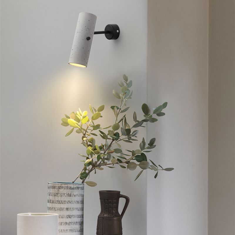 Luces de apliques de cilindro modernos Cemento Cemento de 1 luces de iluminación de pared para el baño