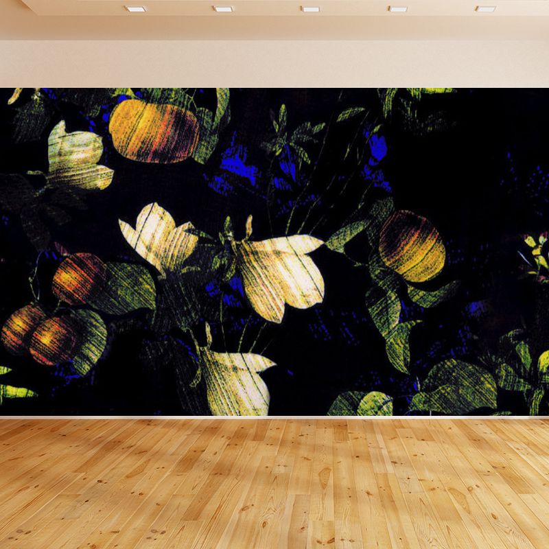 Black Florentine and Leaves Mural Wallpaper for Decoration Modern Living Room Wall Art