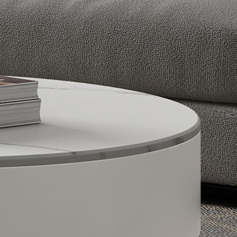Modern Style Round Black and White Slate Top Nesting Coffee Table