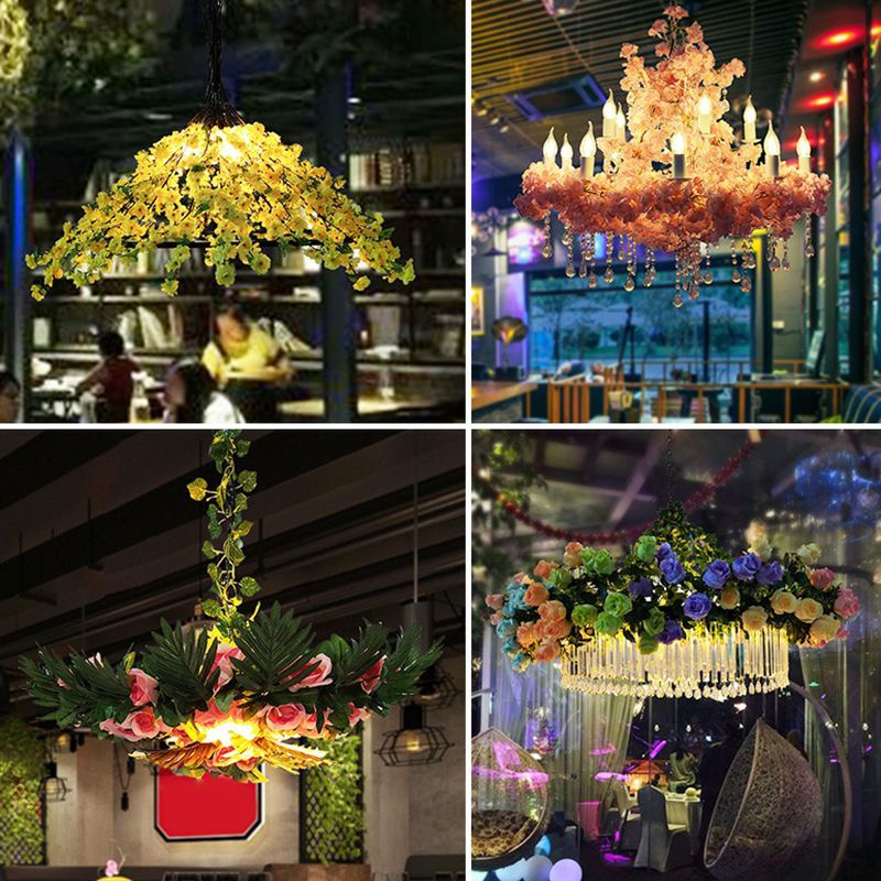 Künstliches botanisches Restaurant hängend hängender Loft Style Metal Green Decken Krorenleuchter