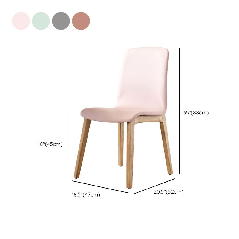 Indoor PU Leather Dining Chair Solid Wood Legs Dining Side Chair