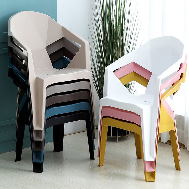 Sillón de comedor interior moderno, sillas de comedor de plástico caseras apilables