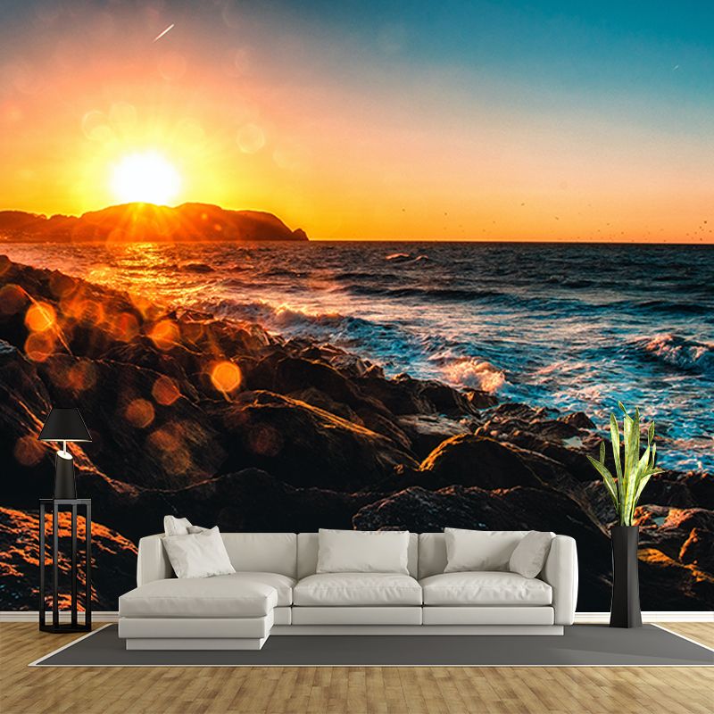 Modern Photography Mural Wallpaper Beautiful Beach Sitting Room Wall Mural