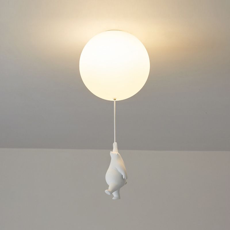 Contemporary Bear Ceiling Lamp Acrylic Shade Flush Mount Light Fixture