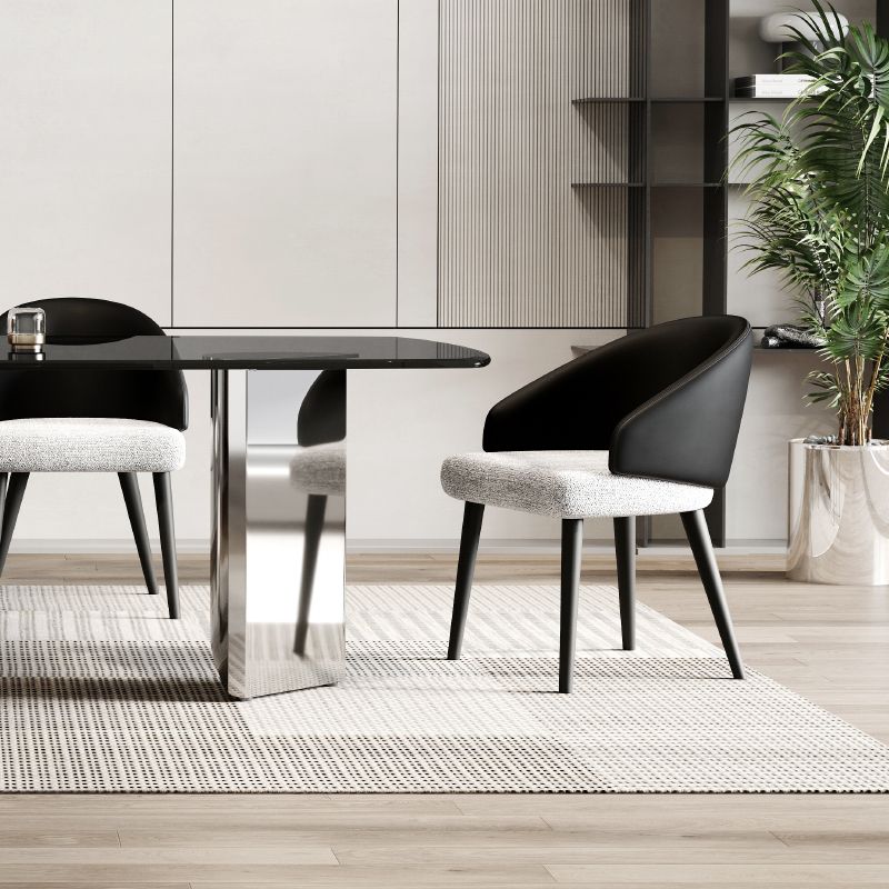 Simplicity Style Rectangle Glass Dining Site Table with 3 Legs