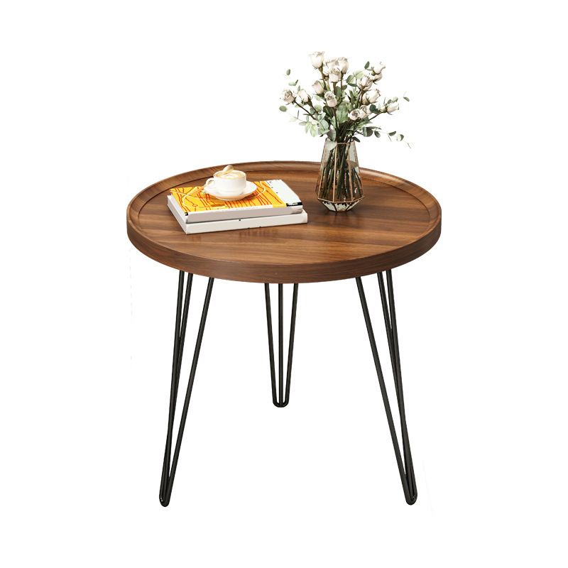 Modern 3 Legs Metal Base Grey/white/brown Round Wood Top End Table