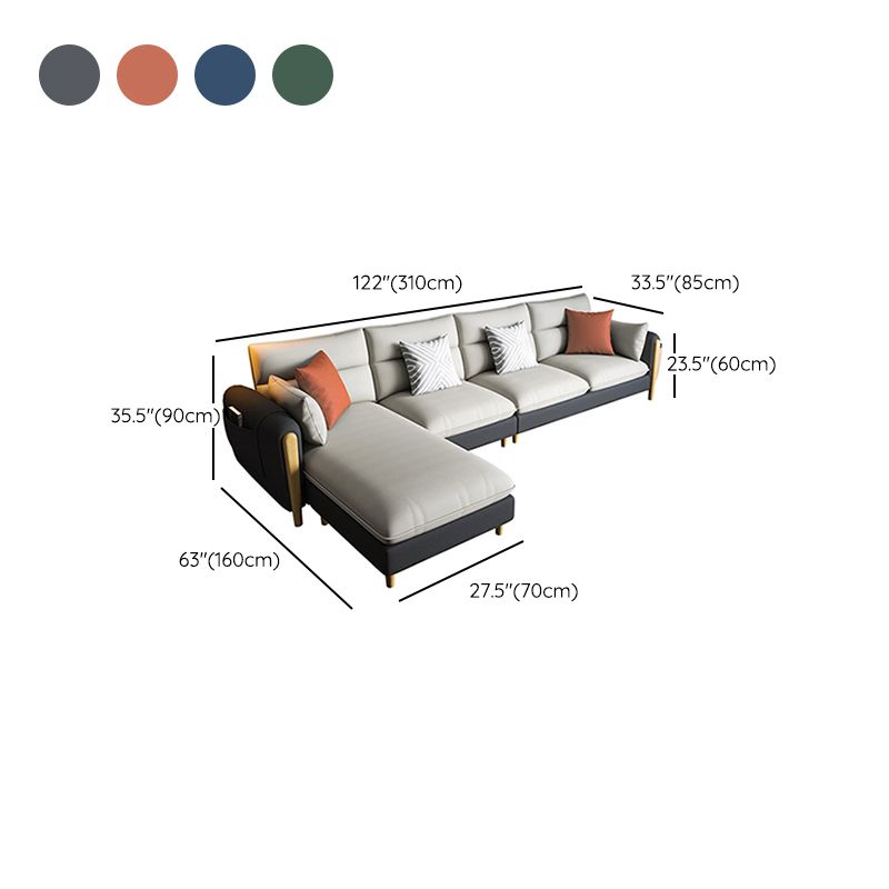 Round Arm Sectional Sofa with Storage Faux Leather Sectional Ottoman Included