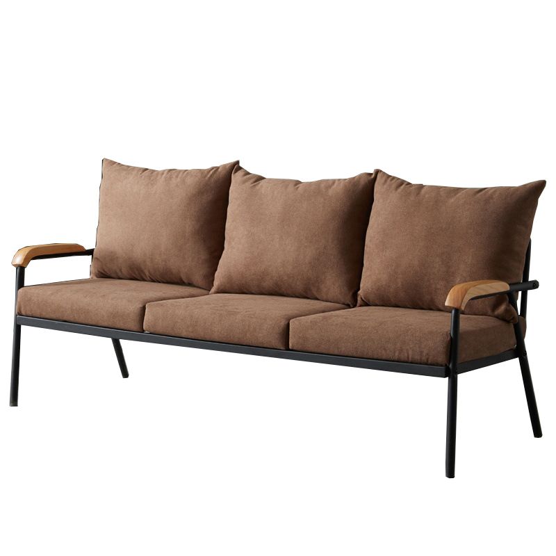 31.4"H Faux Leather/Cotton Blend Square Arm Sofa for Living Room