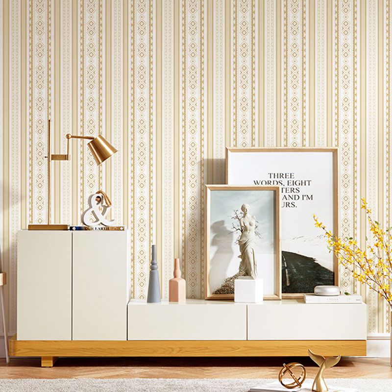 Rouleau de papier peint ethnique à rayures verticales pour mur d'accent, décoration murale de 33' par 20,5" en couleur naturelle