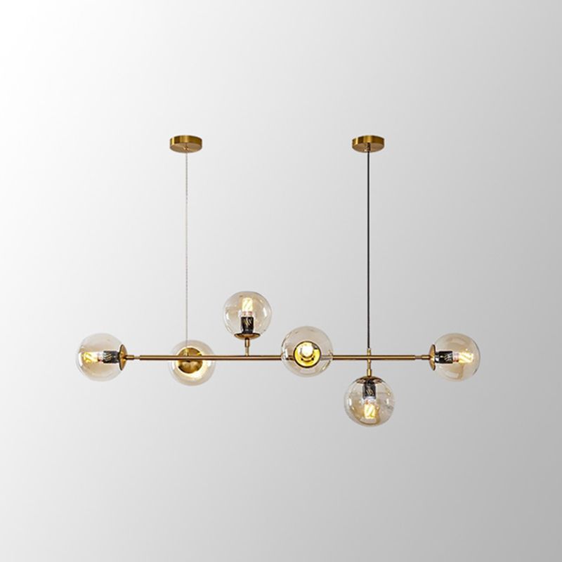 Globe Island Lighting in Modern Luxury Style Glass 6-Light Island Light