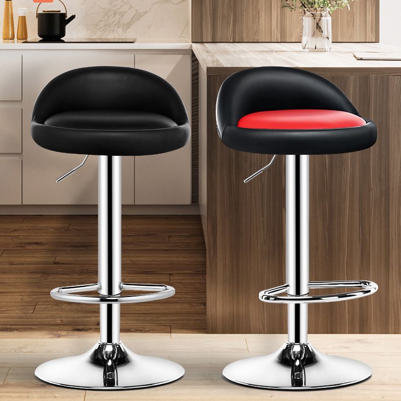 Taburete giratorio ajustable moderno, taburete de bar de acero para dormitorio con cojín