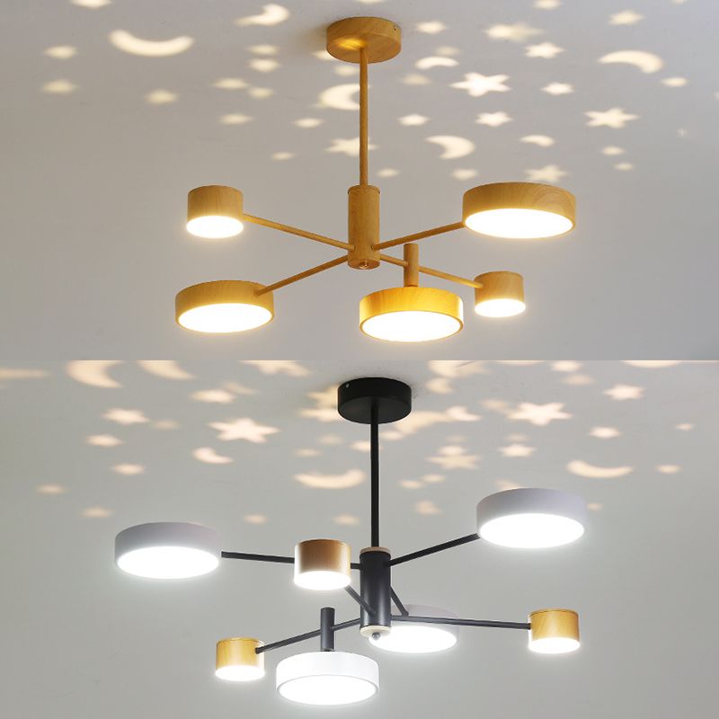 Multi Lights Round Pendant Chandelier Modern Style Metal Hanging Lamps