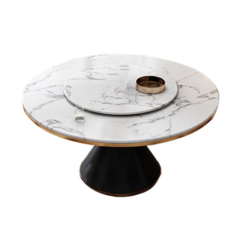 Glam Standard Marble Dining Table Round Shape Kitchen Dining Table with Pedestal Base