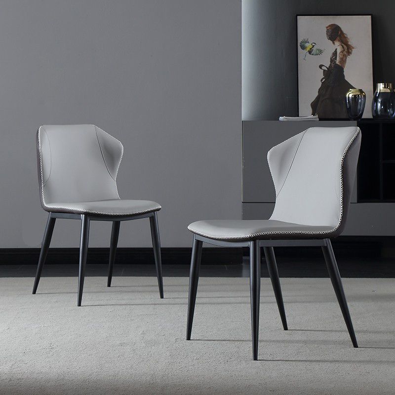 Faux Leather Dining Chairs Industrial Wingback Armless Dining Chair