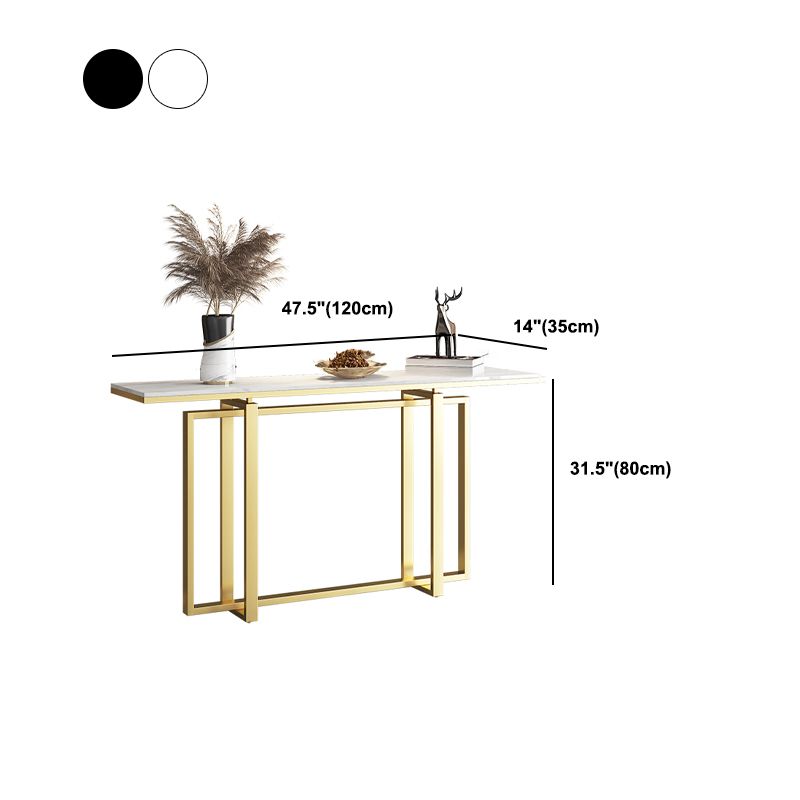 Glam Marble/metal Rectangle Frame Scratch Resistant Console Table for Hall