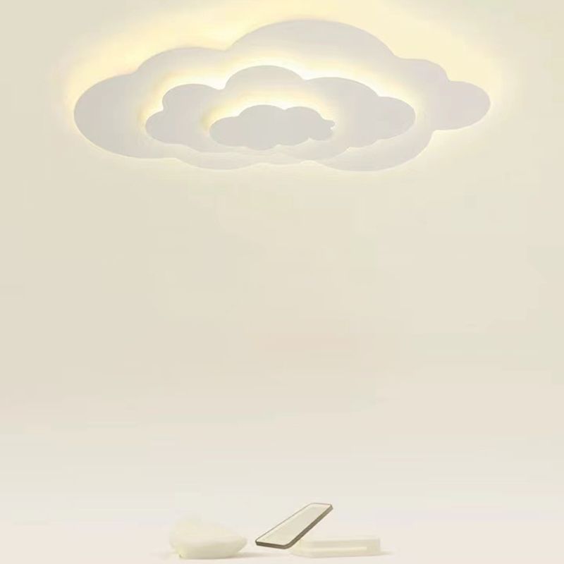 Nordic Style Ceiling Light Fixture Cloud Flush Mount in White for Bedroom