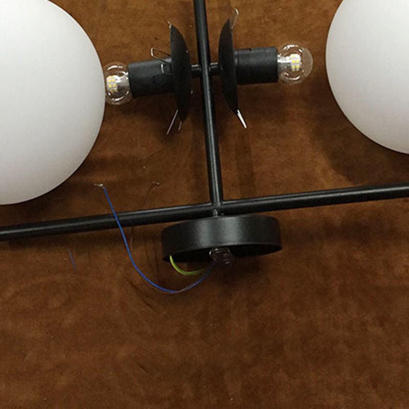 Black Spherical Wall Lighting Modern Opal Glass 1 Light Living Room Sconce Light Fixture