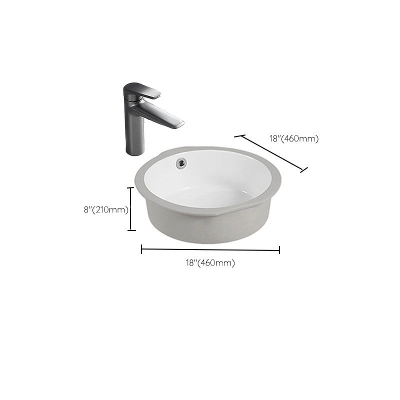 Circular Bathroom Sink Modern White Vitreous China Drop-in Bathroom Sink