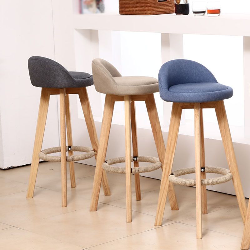 Modern Rotatable Backrest Counter Stool Wood Cafe Bar Stool with Pedal and Cushion