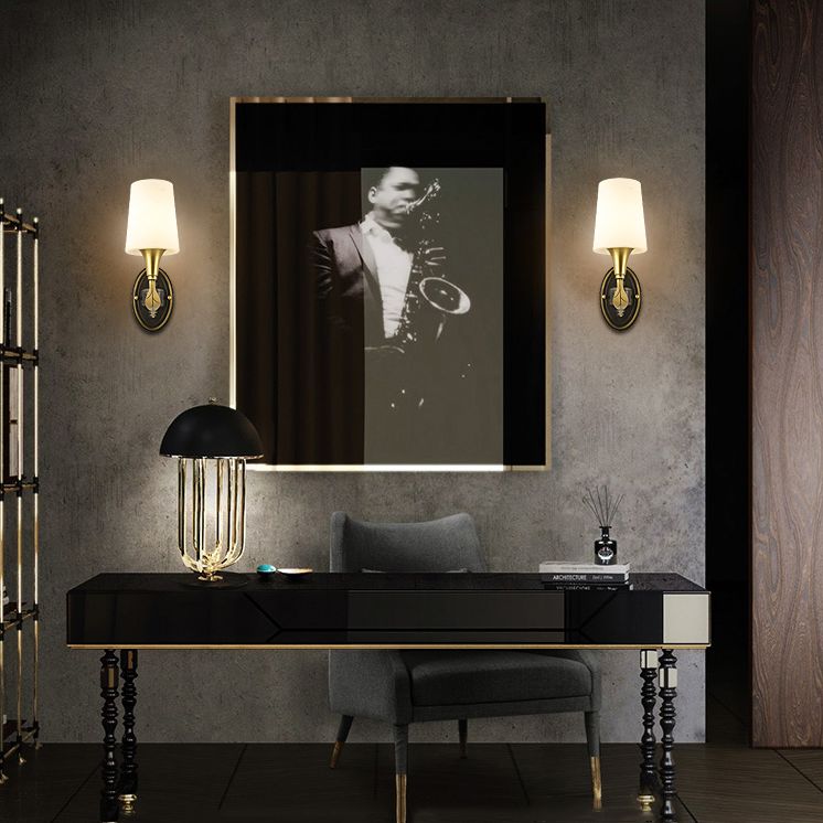 Cone Brass Wall Lamps 1-Light Modern Nordic Wall Mount Lamp for Bedroom