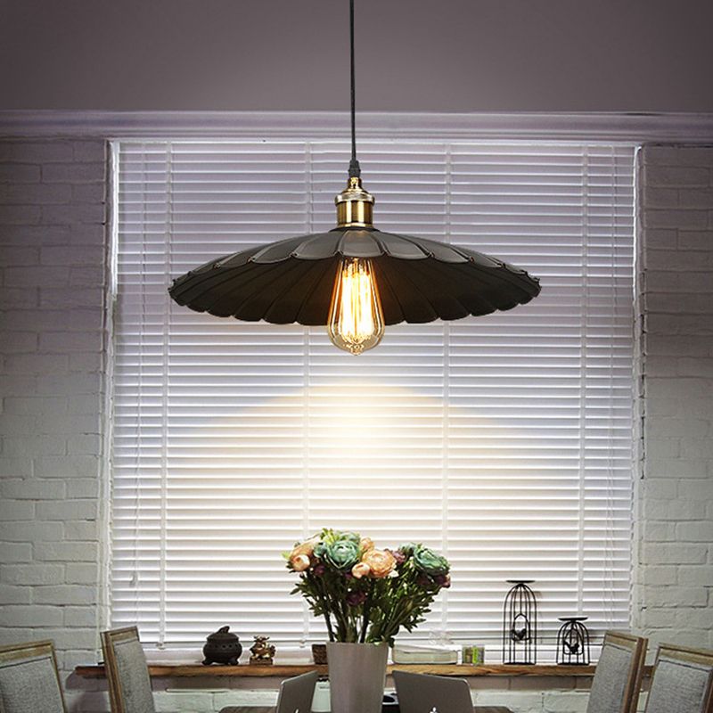 Classico industriale Classico a pendente singolo Light Ferro Smaloped Lampada sospesa in nero