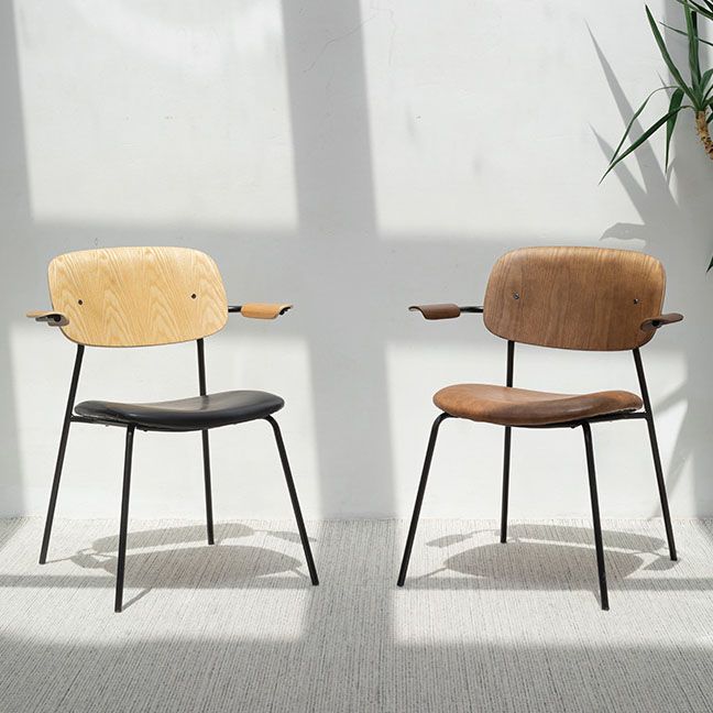 Sillón de comedor contemporáneo de madera maciza, sillón con respaldo abierto para cocina