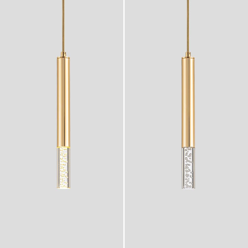 Forme de cylindre Metal Pendant Light Modern Style 1 Lumière Lumière Lumière en or